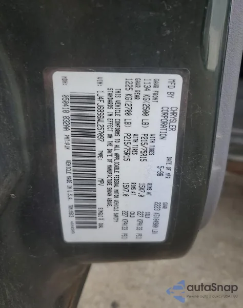 1998 Jeep Cherokee Sport из США, поврежденный, VIN 1J4FJ68S6WL257097